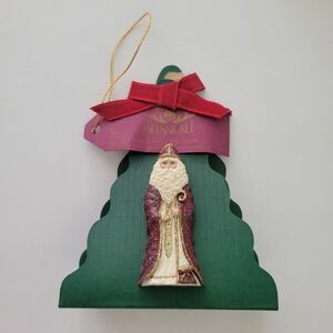 Enesco Belsnickle Santa Lapel Pin Vintage Christmas Holiday Gold Tone 2000